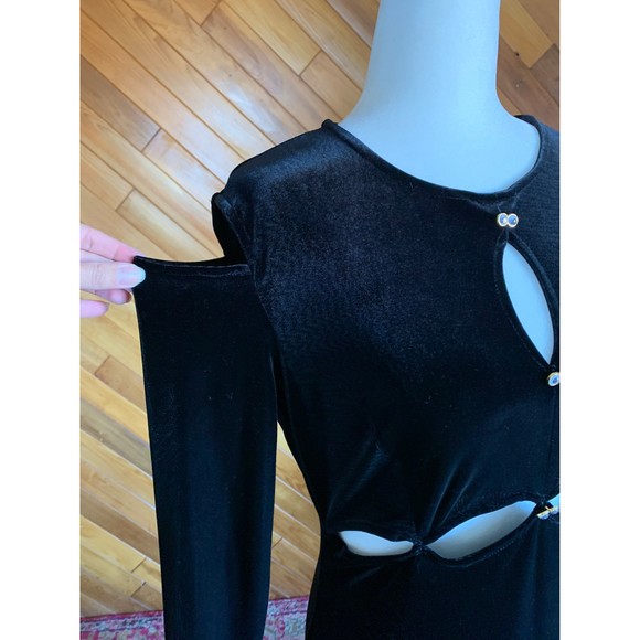 Vintage 80s/90s Velvet Cold Shoulder Maxi Dress - Picture 5 of 8